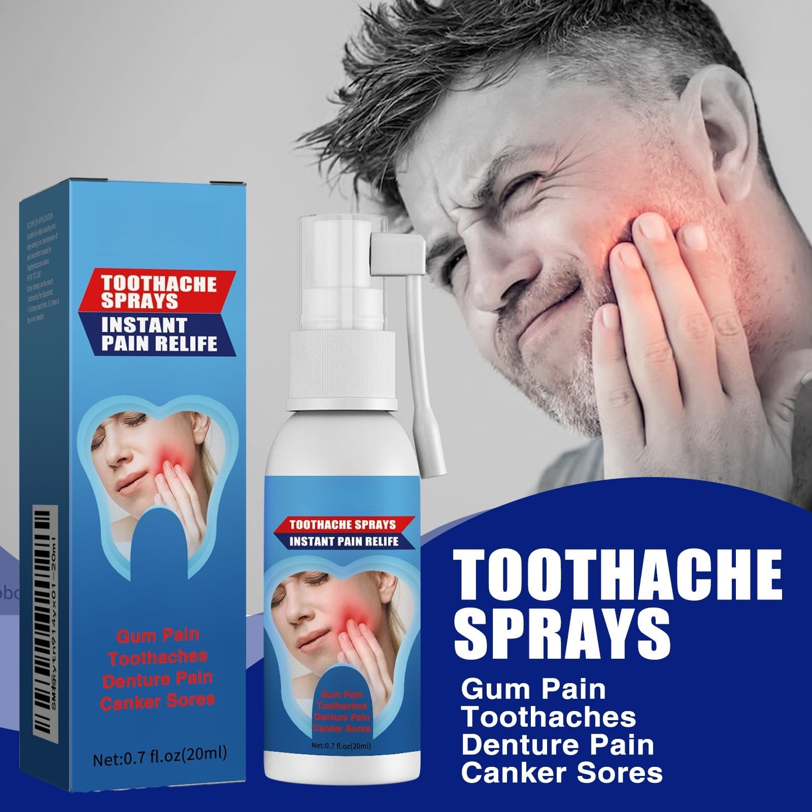 Erbale Oral Care Spray, Natural Tooth Pane Liquid, Fast Soothing Discomfort, Effectively Improves Swollen Gums, Relieves Tooth Caries and Internal Heat Mouth Problems for Daily Oral Protection