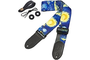 Van Gogh Starry Night High Definition Full Color Print Soft & Comfortable Guitar Shoulder Strap
