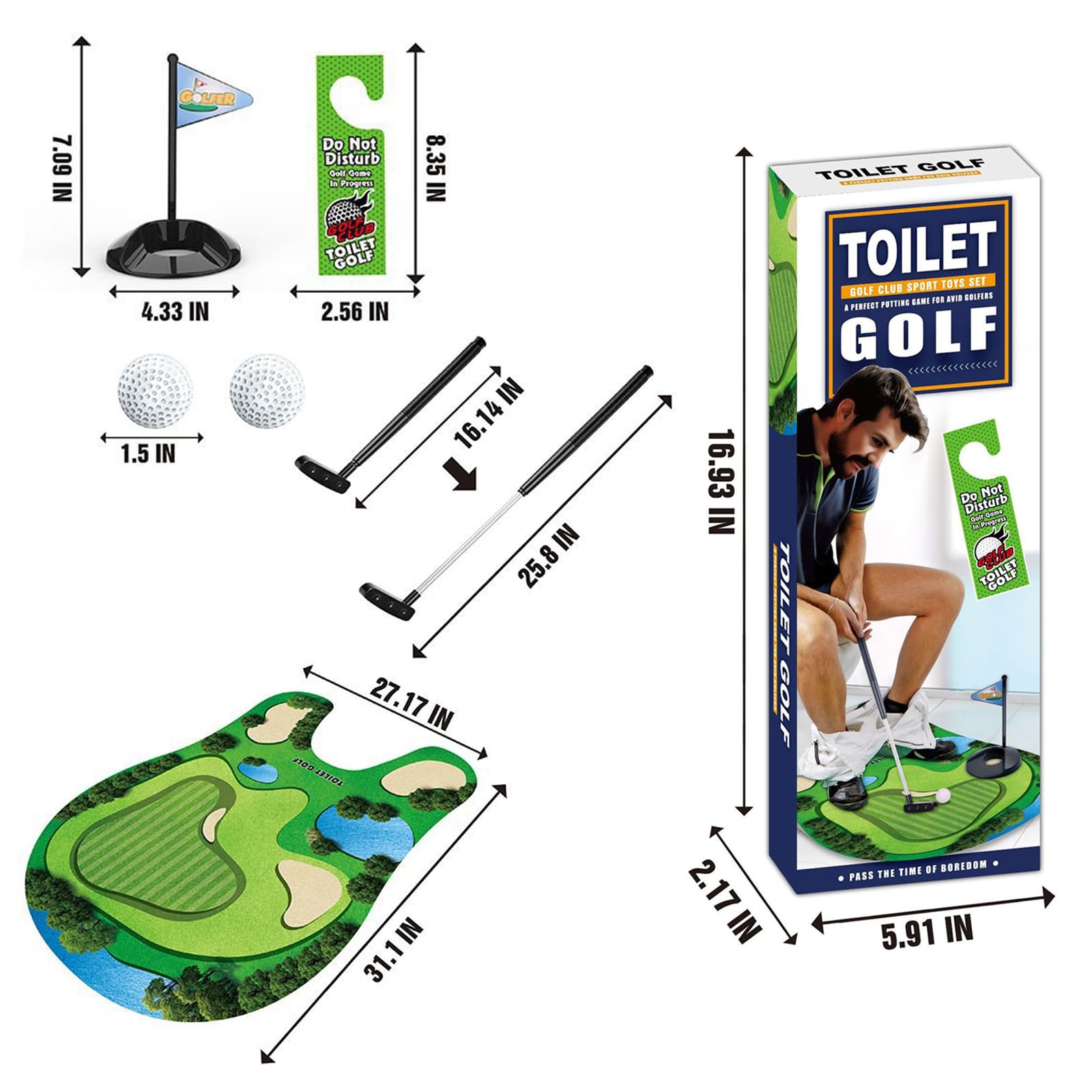 Bathroom Mini Golfing Practice Golf Toilet Game Set Regali Divertenti per Giocatori di Golf