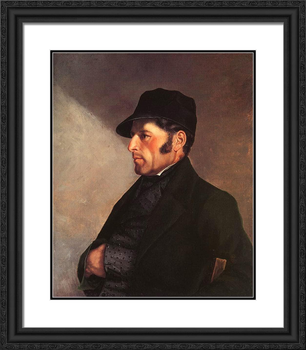 ArtDirect Courbet, Gustave 20x23 Gold Ornate Framed Art Print with Double Matting Titled: Portrait of the Artist's Father