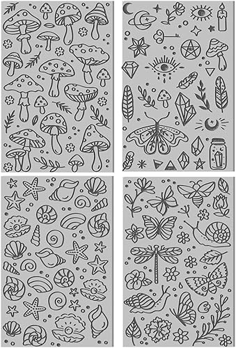 Miniatura 8 de CHGCRAFT 4 hojas de textura de arcilla polimérica con textura de hongo, vida marina, mariposa, dragón, almohadilla de sellos de arcilla para aretes