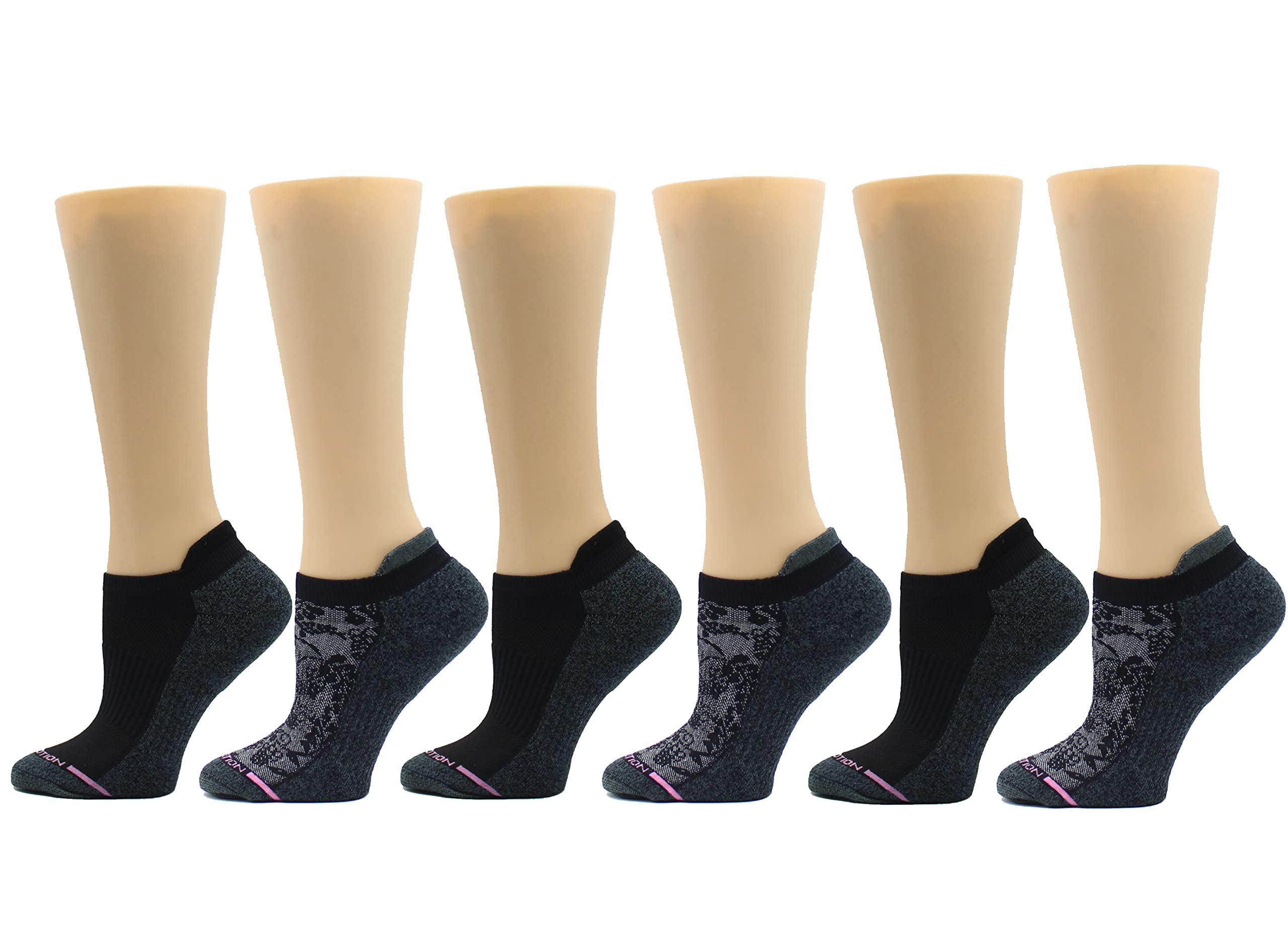 Dr. Motion Womens Ankle Socks 2 Pack, Low Cut Cushioned Compression Running Socks for Women, Arch Support, Seamless Toe