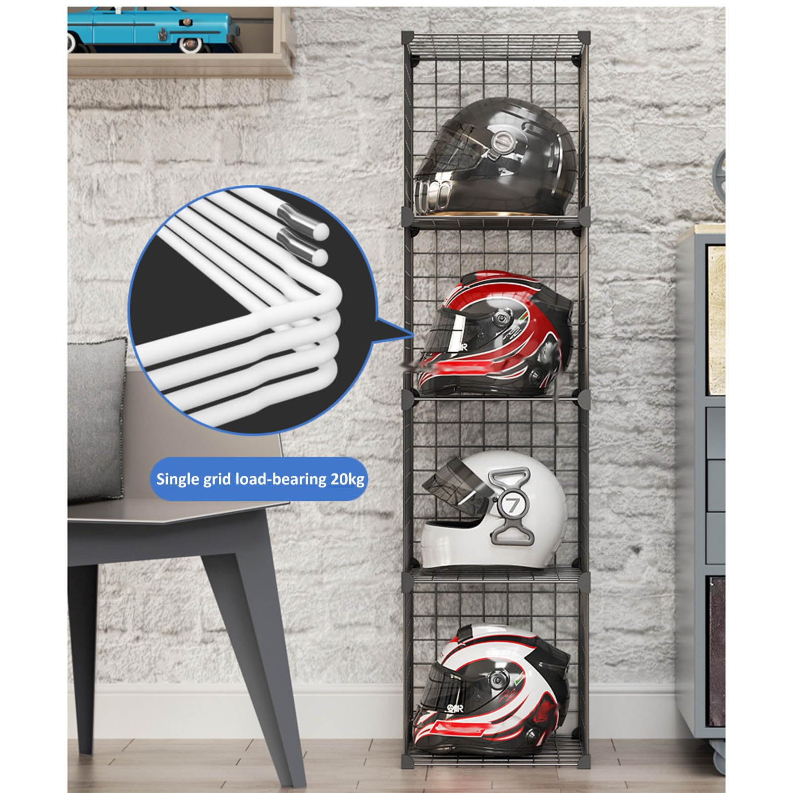 Caja Organizadora De Sombreros Soporte para Casco De Motocicleta Montado en El Piso，Vitrina Comercial Moderna para Almacenamiento de Sombreros de Tiendas Minoristas，contenedores Porta Tapas Apilable