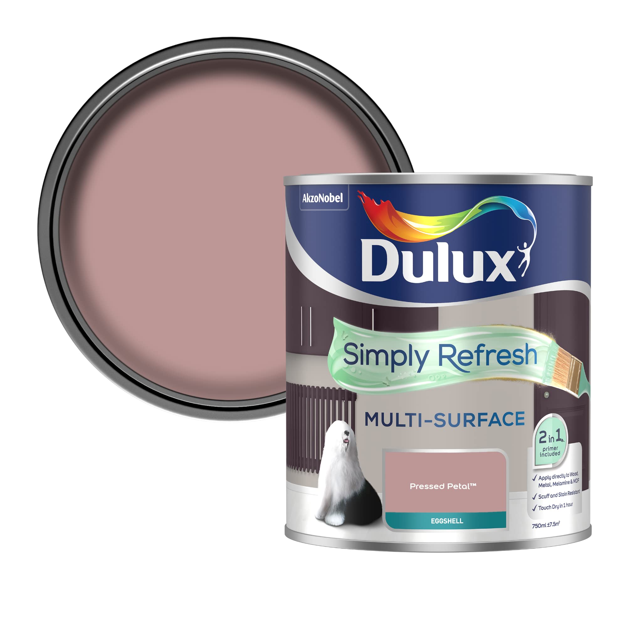 Dulux Pressed Petal Simply Refresh Multi Surface Eggsgell Paint - 750Ml