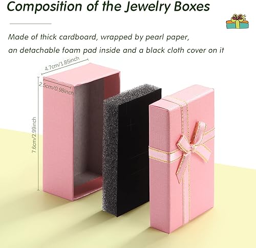 Miniatura 5 de Marspark Pequeñas cajas de regalo de joyería, cajas de embalaje vacías para collares con lazos para pulseras y aretes (multicolor, 36 piezas)