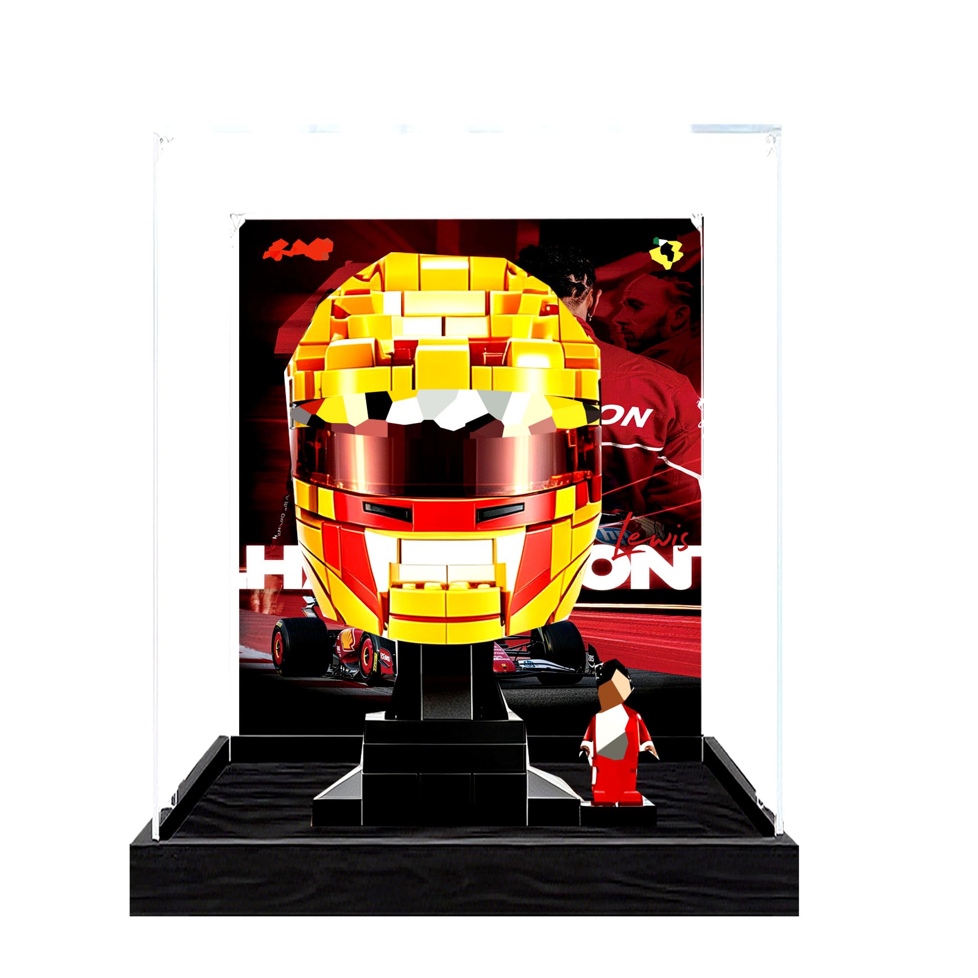 Ddxmml Background B Dustproof Display Case Compatible With Le-Go 43022 Helmet Sets (Background B)
