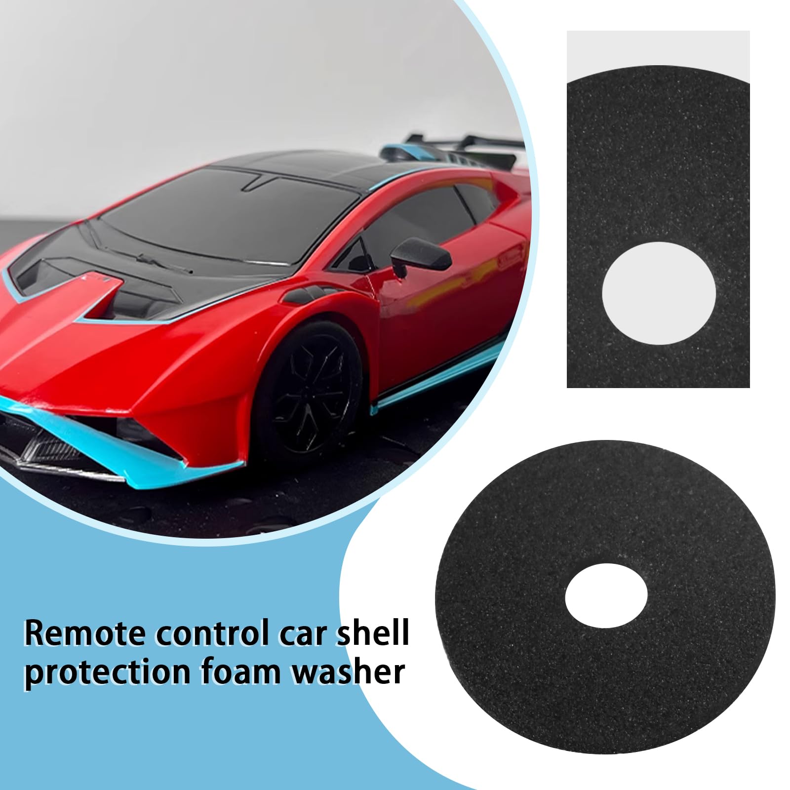 VGOL 20pcs Foam RC Body Washers FAST104 Suitable for Most RC Model Cars Truck Buggy Body Shell Replacement RC Car Parts Black 16x4x1.5mm - Image 2
