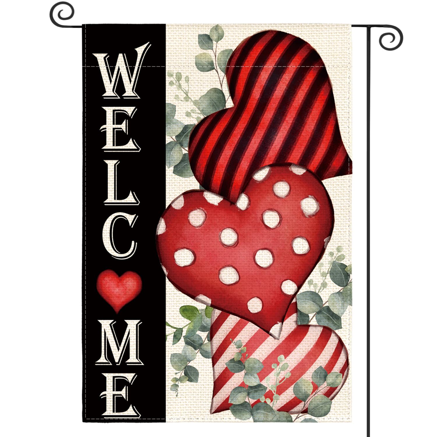 Drapeau de bienvenue Saint-Valentin au motif cœur pour une entrée pleine d'amour