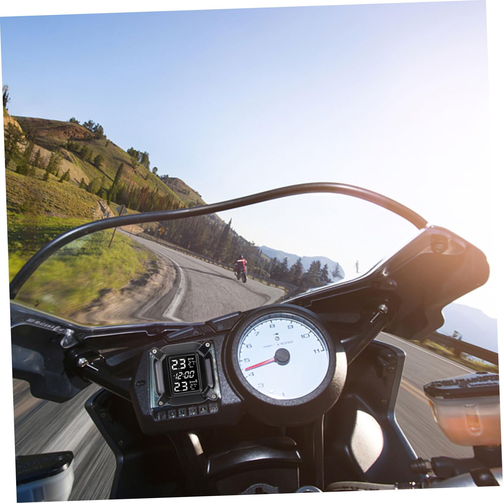 POPETPOP Sensor de Presión de Neumáticos para Motocicletas Monitoreo en Real, Material Plástico Resistente y Diseño Reducido para Uso Automotriz