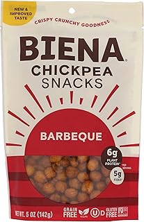 Chickpea Snacks - Crunchy Roasted Chickpeas - High Fiber Vegan Protein Snacks for Adults and Kids - 5 Ounce Individual Pack - Barbecue