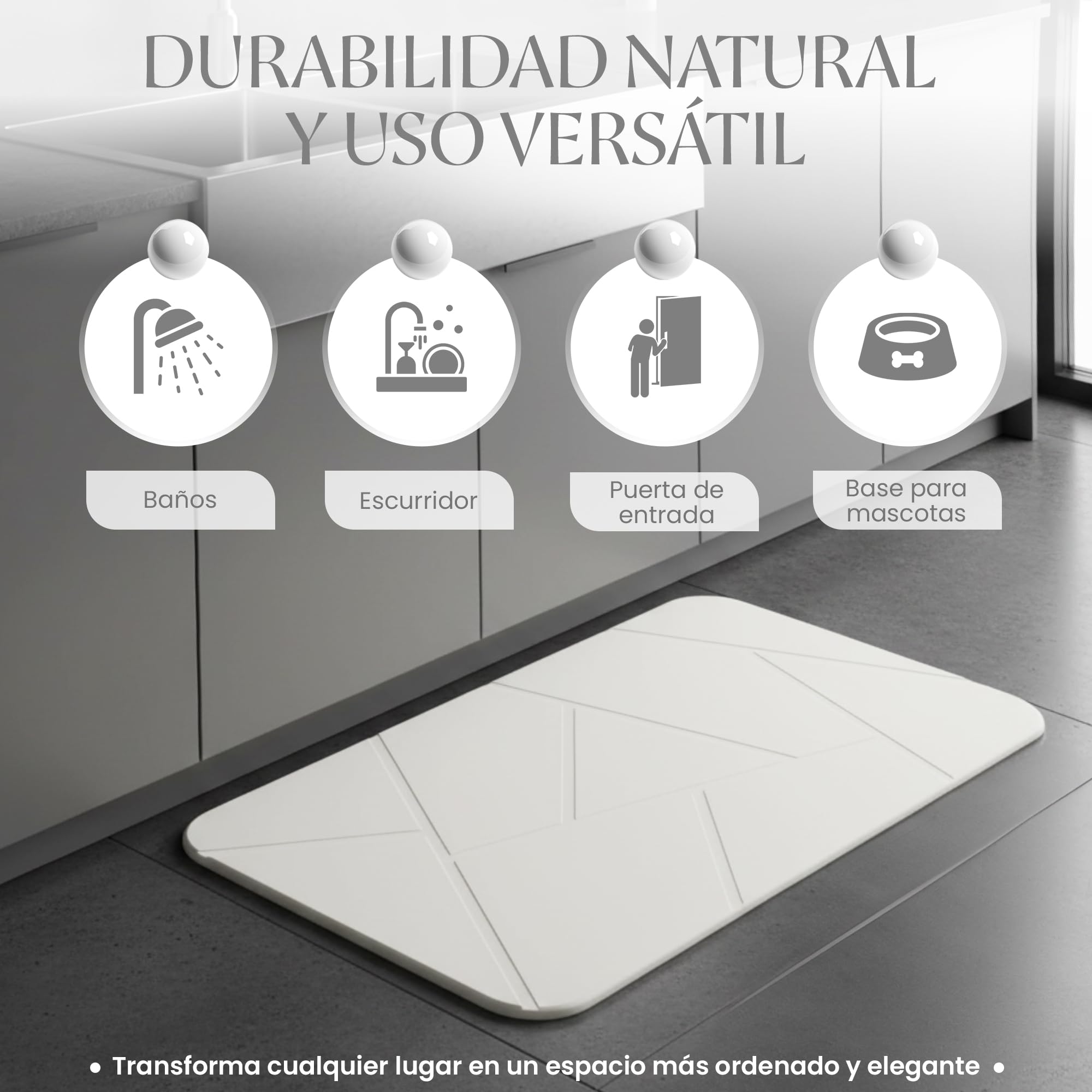 Alfombra Diatomita Baño 60x40 cm – Alfombra de Piedra Diatomita Secado Rápido, Antideslizante y Antibacteriana – Stone Bath Mat — view 6