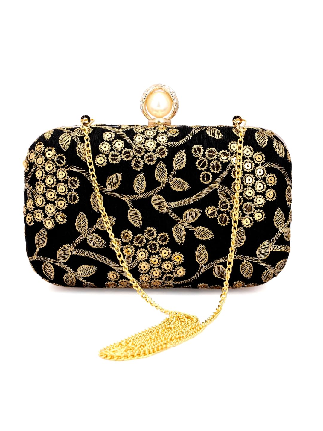 TOOBA Handicraft Women’s Embroidered Clutch Purse | Elegant Handbag with Zari & Sequin Work | Wedding, Cocktail, Party & Festive Bridal Gift Bag for Women & Girls