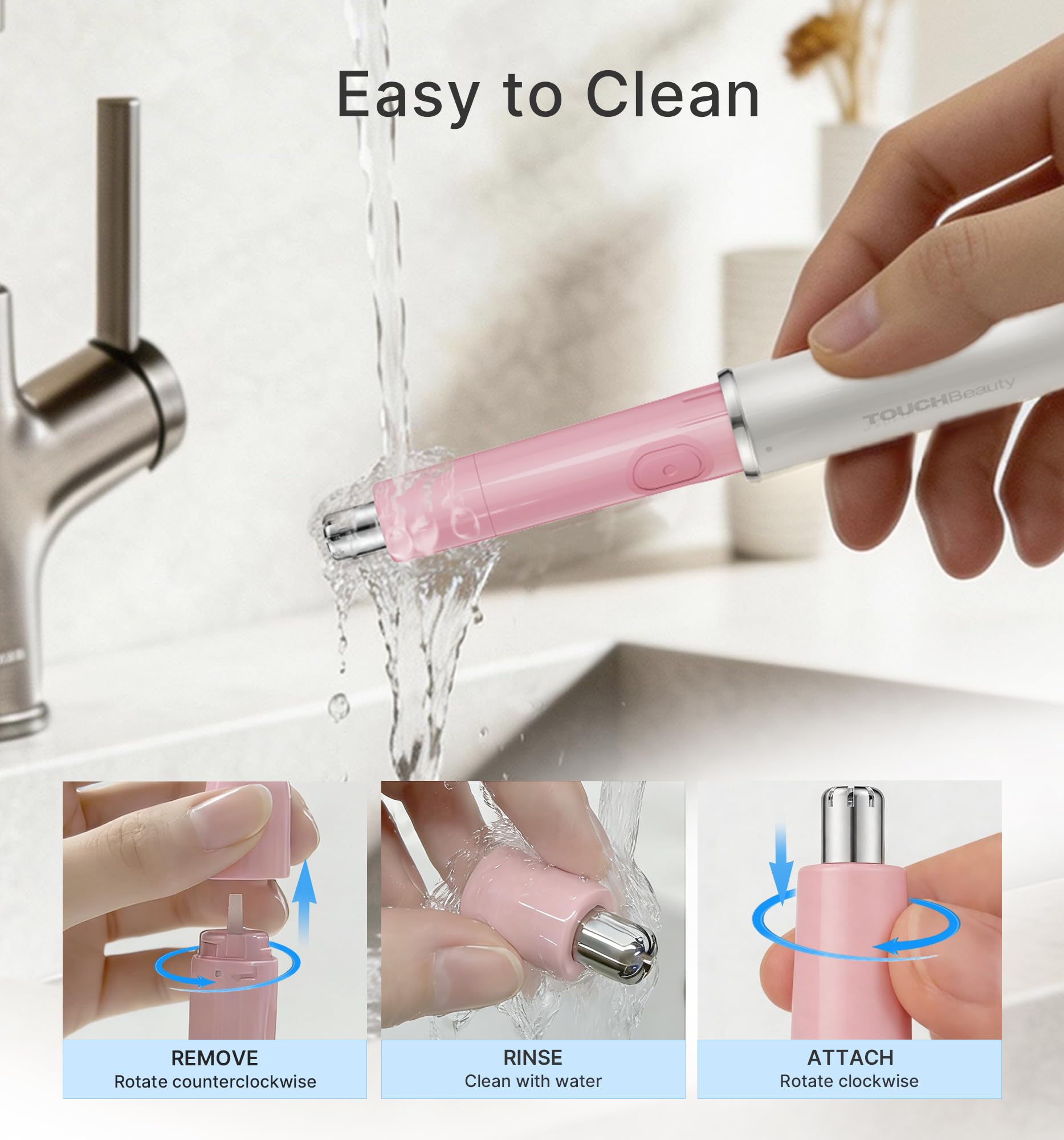 TOUCHBeauty Tondeuse Electrique Pour Sourcils, Oreilles et Nez, Tondeuse 2 en 1 pour Femmes et Hommes, Couper sans Douleur les Poils du Visage AG-1458