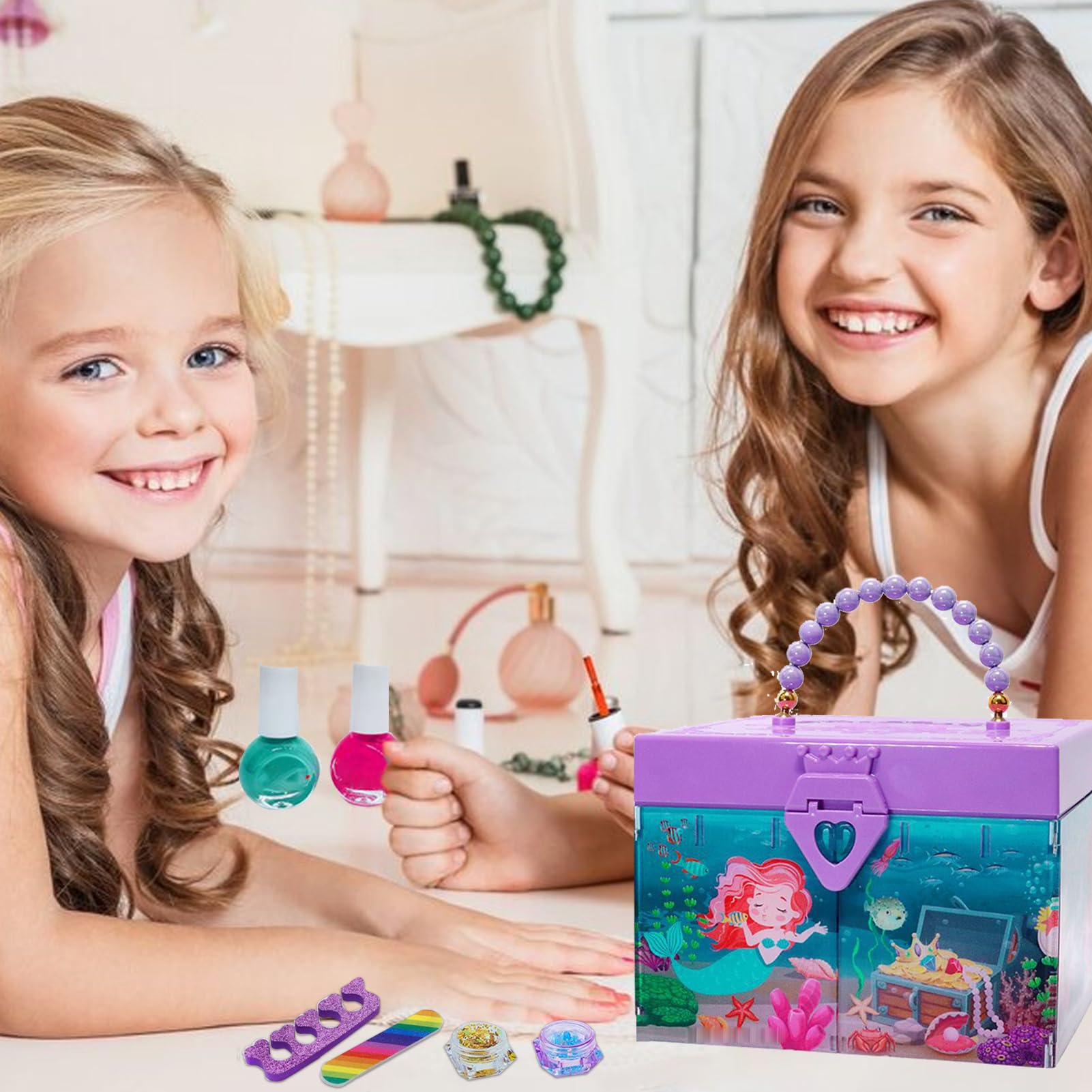 Set di Trucco per Bambini Giochi di Ruolo Principessa | Set Trucco e Nail Design per Bambine Per Travestimento di ruolo Festa Compleanno Danza Fotografia San Classe Auto Casa
