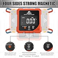 Vista 3 de Buscador de ángulo digital con láser, medidor de ángulo digital magnético de 4 lados, mini herramienta de medición de nivel láser digital