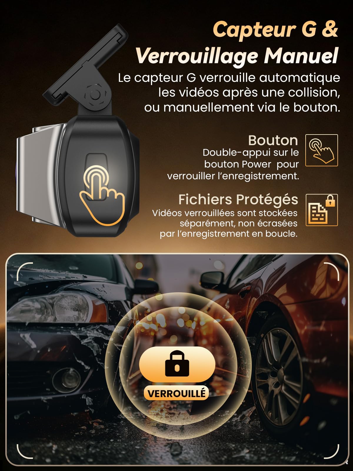 Dashcam Voiture Avant Arriere 4K +1080P, Contrôle APP avec Wi-FI 5G, Carte 64 Go, Moniteur de Stationnement 24H, WDR, Vision Nocturne, G-Sensor, Grand Angle de 170° (X3)