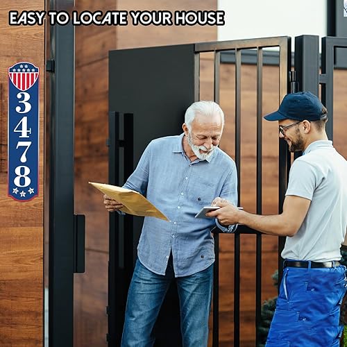 Vista 238 de Placa de dirección de metal personalizada, letreros de números para placa de pared de casa, letrero de dirección de nombre de calle, números de casa