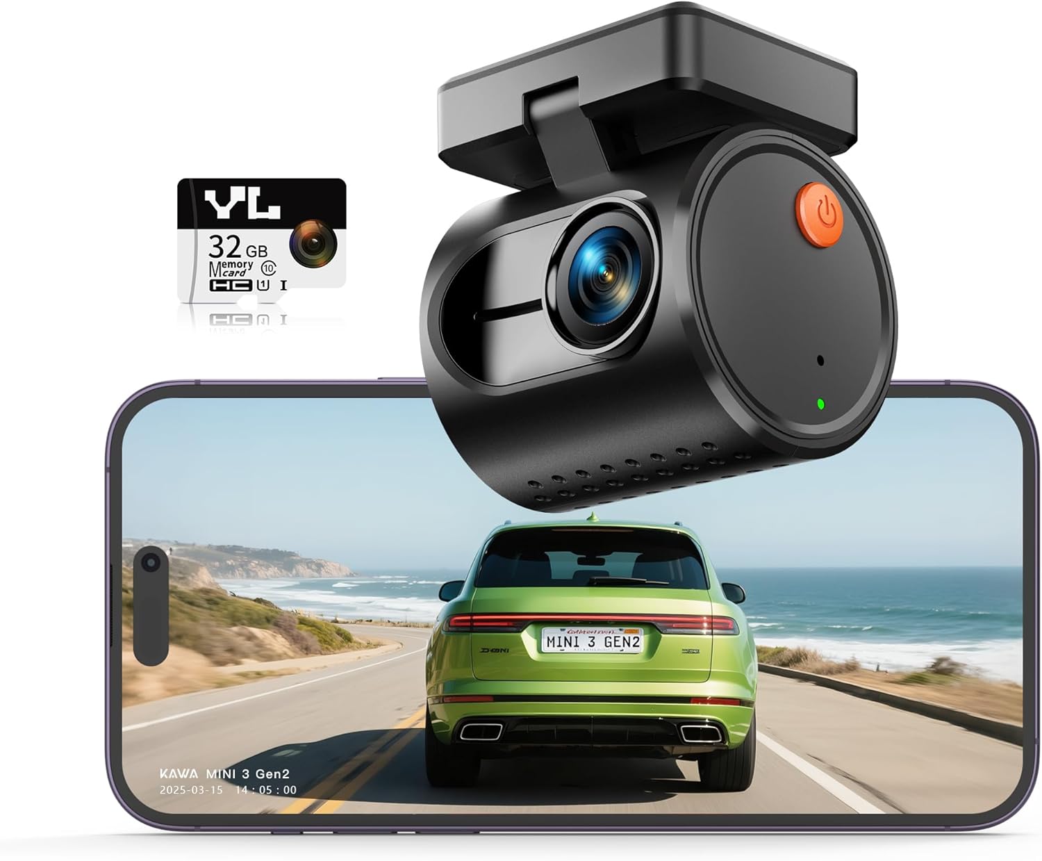 Dash Cam KAWA 2K controllo vocale SD 32GB