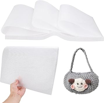 Pack of 12 Plastic Canvas Sheet Fabric 50 x 33 cm Plastic Grid Cross Stitch Mesh Canvas Needlepoint Canvas Mesh Plastic Grid DIY Accessories for Crafts Sewing Projects Handmade Bag