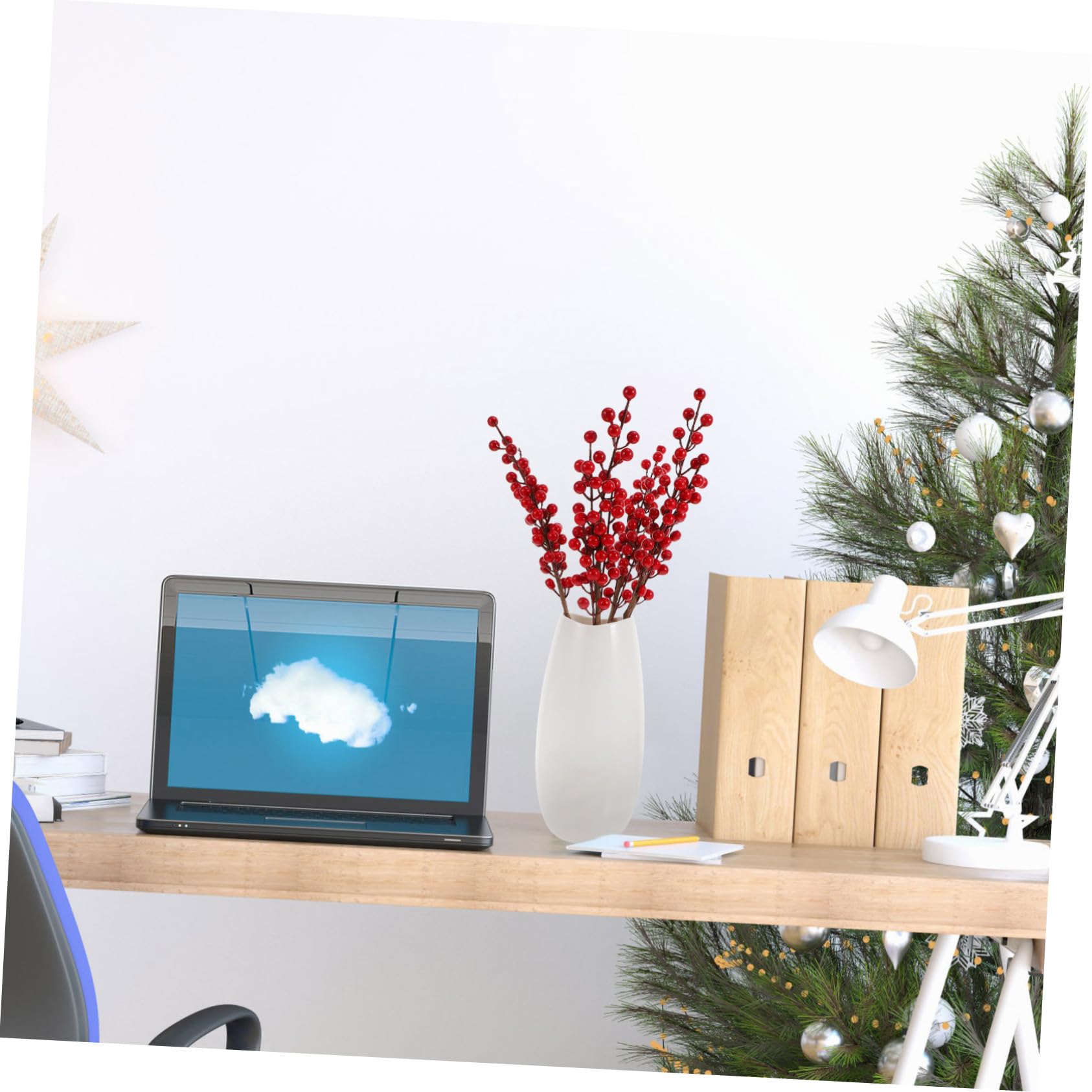 Cabilock 5 Sätze Weihnachtsrote Frucht Netter Timer Dekorative Kunstblumen Blüht Ornamente Campingdekorationen Rote Beerenzweige Dekoratives Schlüsselband Frucht Beeren Schaum 4 Stück * 5