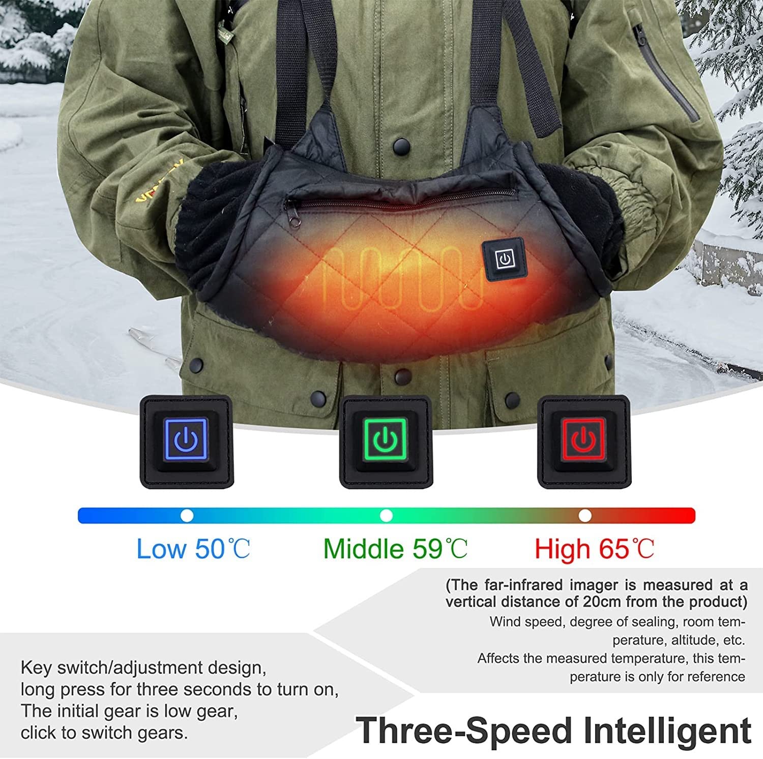 Pochette chauffe-mains de chasse, pochette chauffante étanche rechargeable avec 3 modes de chaleur, pochette chauffante électrique rapide pour la chasse en plein air, le camping, le football C