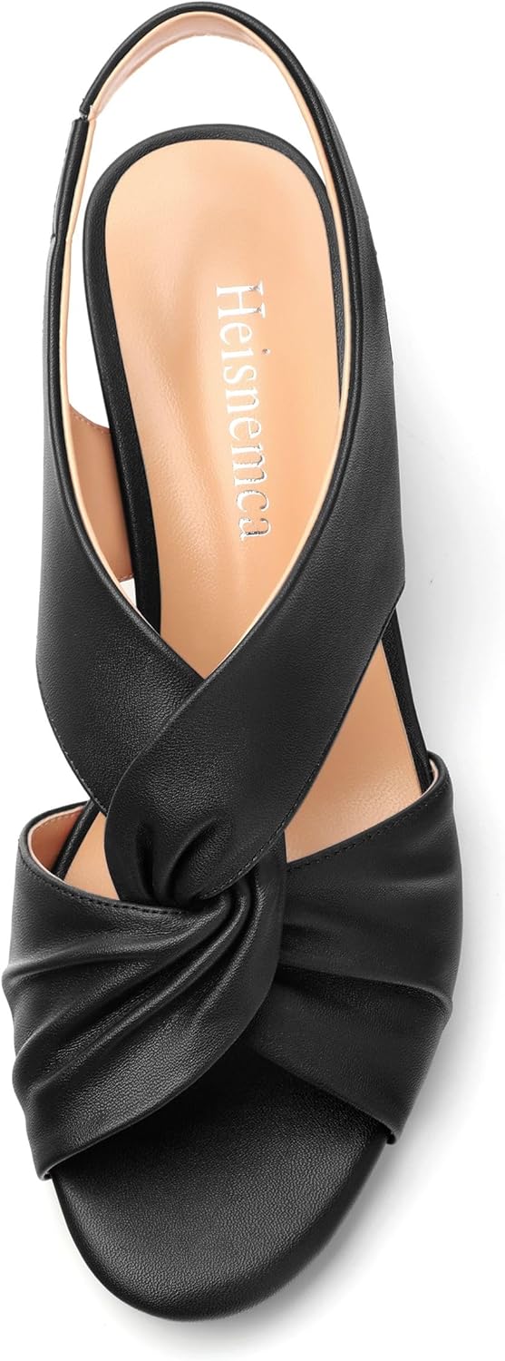 Womens Chunky Block Heels Sandals,Round Open Toe High Heeled Sandals,matte Slip On Ankle Strap Mid Sandals,leisure Dress Party Wedding Shoes 2 In - Image 3