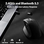 Keychron M6 1000 Hz Silent Wireless Bluetooth 5.1/2.4 GHz/Wired Optical Mouse, Lightweight 78g Programmable PixArt 3395 Sensor with up to 26K DPI/ 650 IPS for Windows Mac Linux - Black