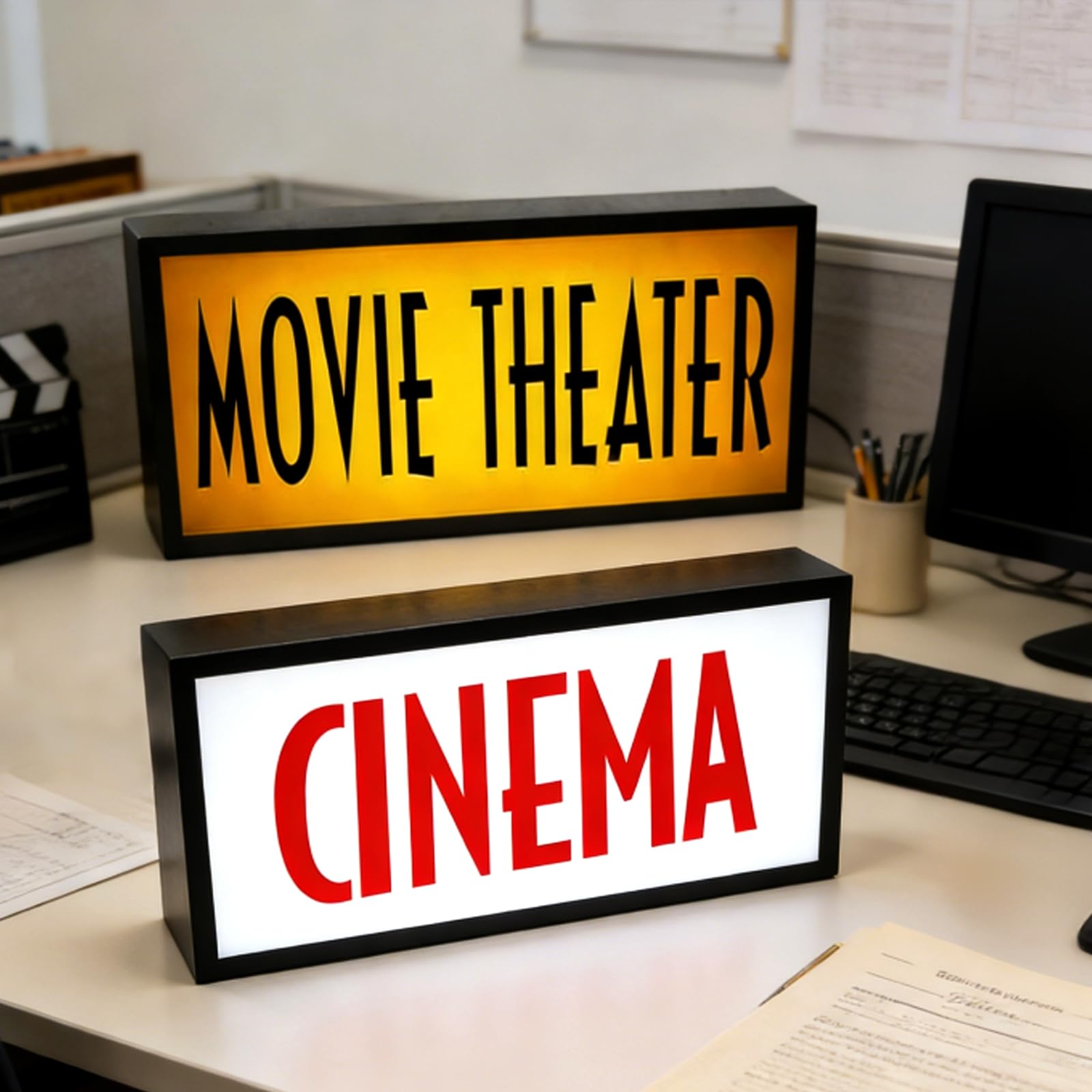 Segnale cinematografico vintage con effetto neon, alimentazione USB, dimmerabile, per Home Theater, sala multimediale, cinema, bar, illuminazione ambientale, regalo per gli appassionati di