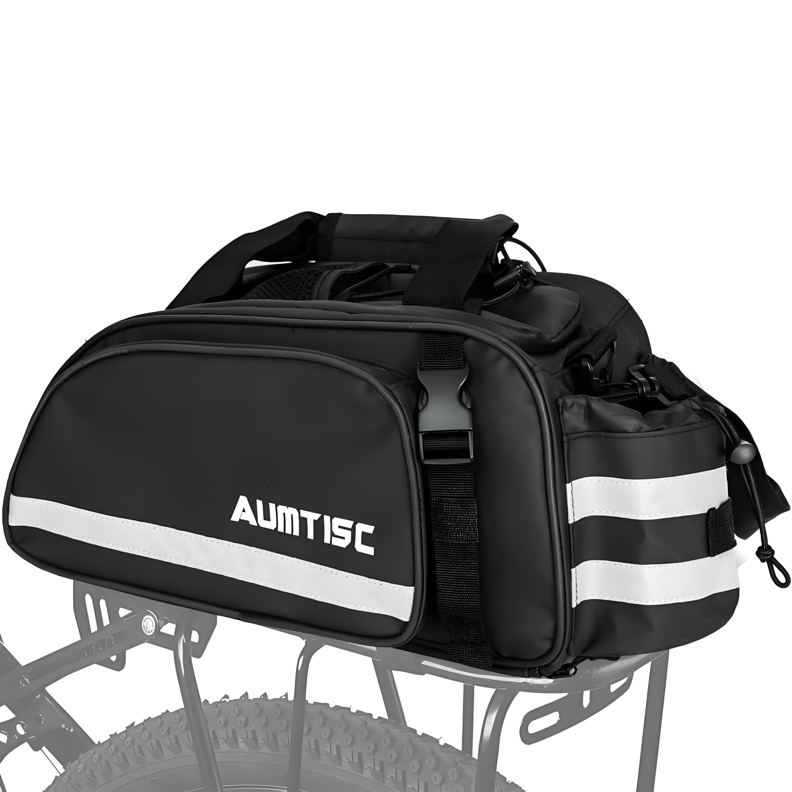 AUMTISC Maleta de Bicicleta, Asiento Trasero Impermeable 15l con Correa Reflectante, Bolsa de hervidor de Agua con Cubierta de Lluvia