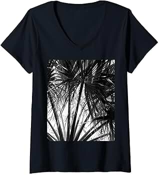 Amazon.com: Womens Palm Tree Tropical Leaves Black And White
