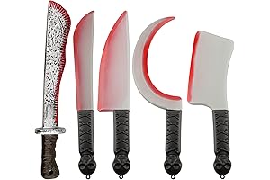 Kids Fake Machete Knives (5 Pack), Plastic Toy Weapons for Halloween Costume