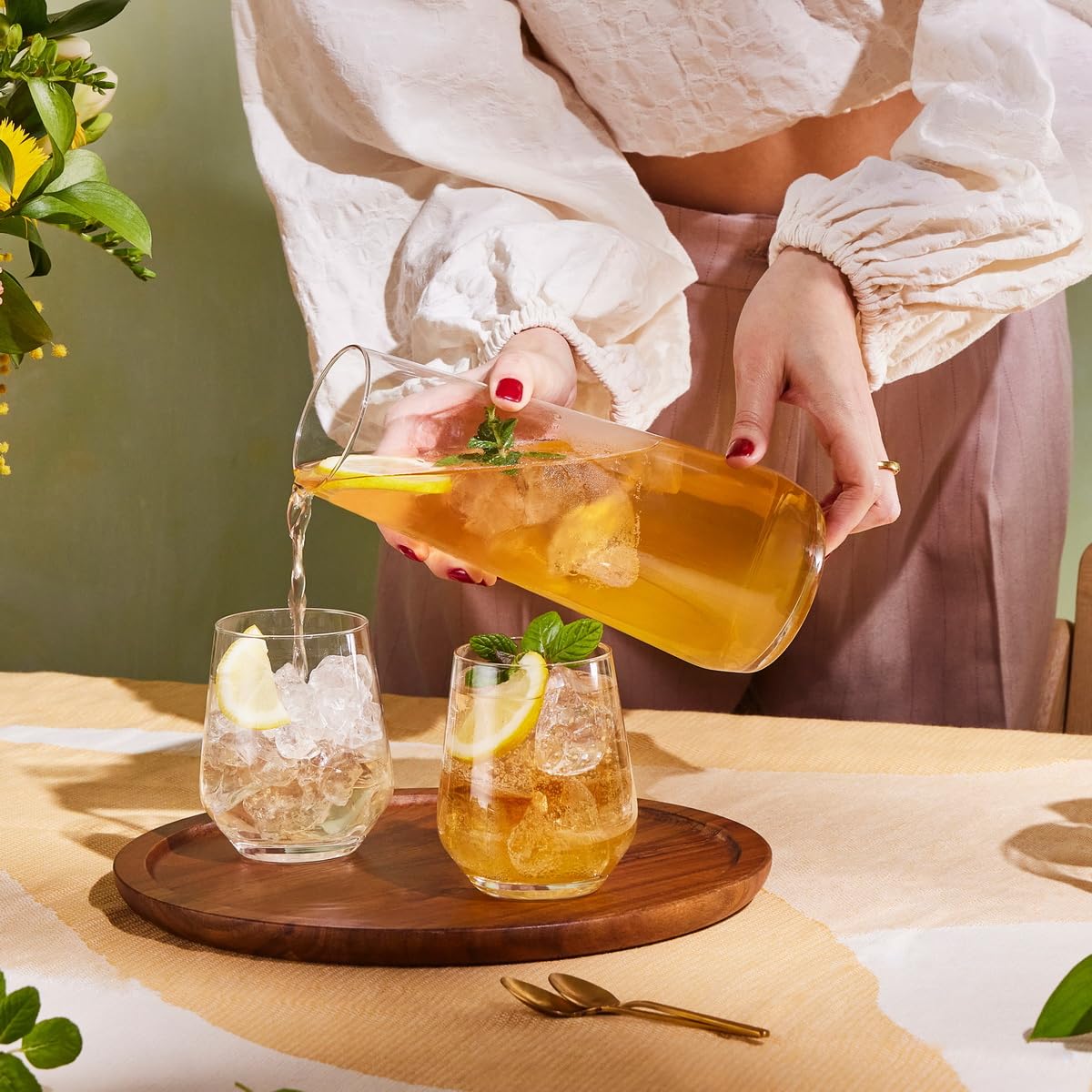 Krosno Bicchieri Acqua Succo Tumbler Vetro | Set di 6 | 400 ML | Collezione Splendor | Ideale per la Casa, Ristorante Feste e Ricevimenti | Adatto alla Lavastoviglie.