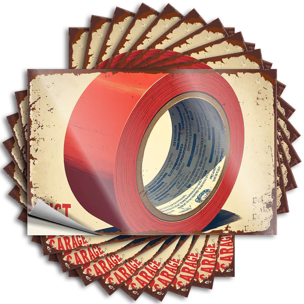 Saying Retro Vinyl Sticker | Duct Garage: Strong Tapes for Everything. Optical Illusion for Stone Use(12X18CM)