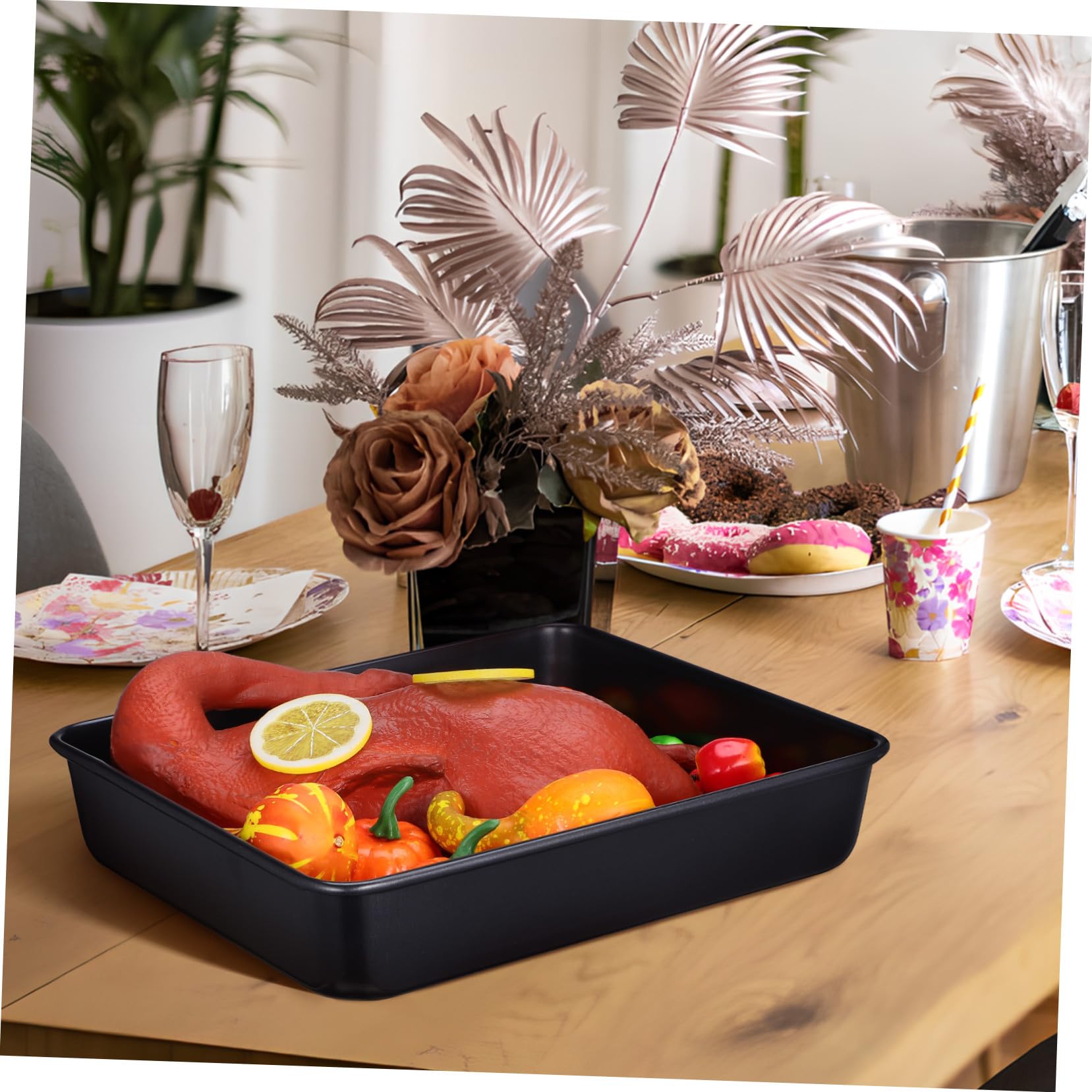 2 Stück Edelstahl Backblech Robustes Antihaftbeschichtetes Backblech für Ofen und Toaster Vielseitig Einsetzbar für Backen Grillen Leichte Reinigung Stapelbar Langlebiges
