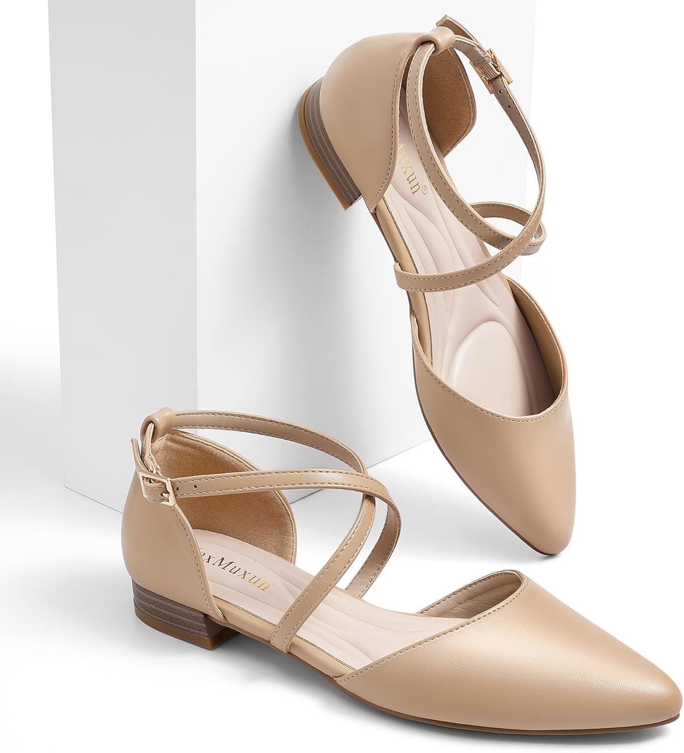 MaxMuxun Women's Ballet Flats Shoes Pointed Toe Low Heel Dress Shoes Comfortable Dressy Flats for Casual Wedding Office Party Business - Image 4