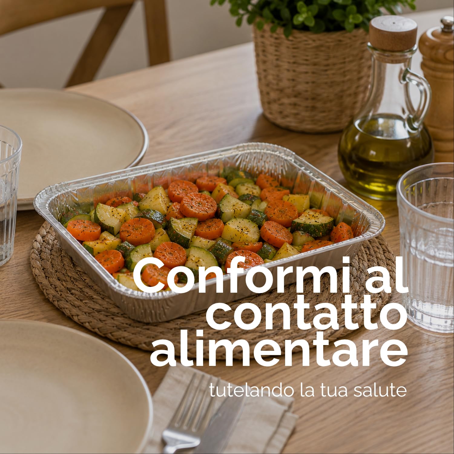 VIRSUS 100 Vaschette in Alluminio R11G Varie Dimensioni porzioni Rettangolari Argentate per Alimenti USA e Getta