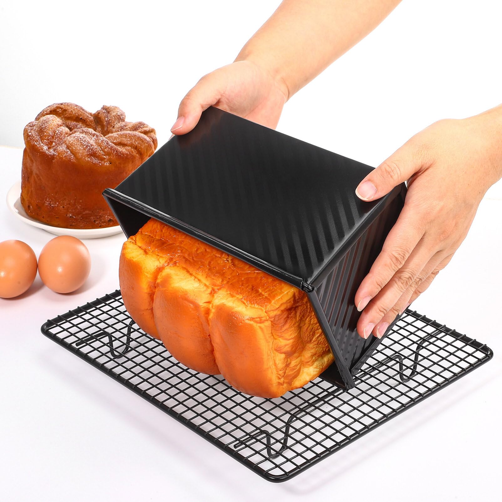 Luxshiny Brotbackform Mit Deckel Rechteckige Antihaft-toastbrotform Für Backen Und Aufbewahrung Inklusive Teigschaber Lebensmittelechtes Material Für Toast Und Brot