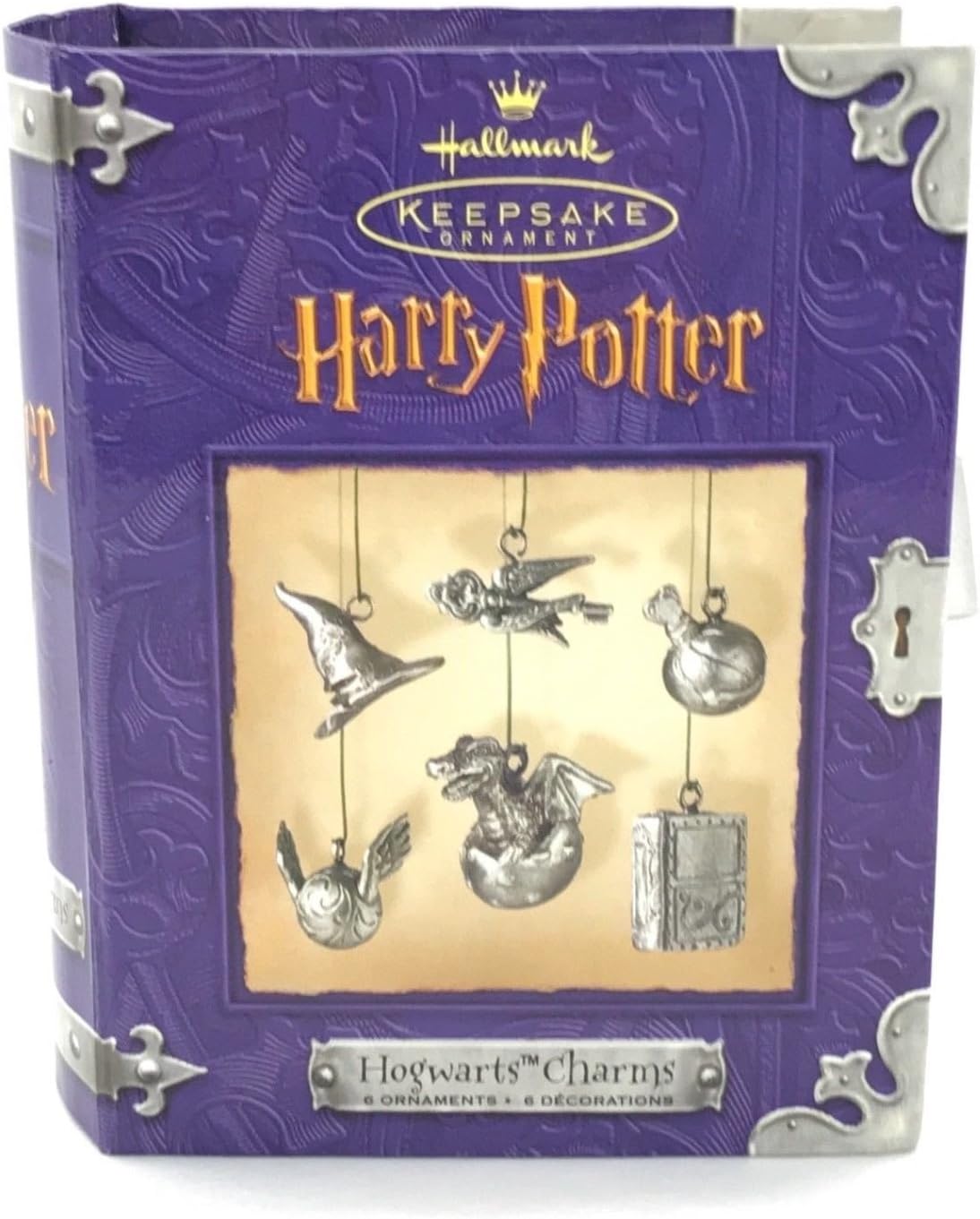 HallmarkKeepsake Ornament Harry Potter Hogwarts Charm 6 Ornaments /Decorations Pewter