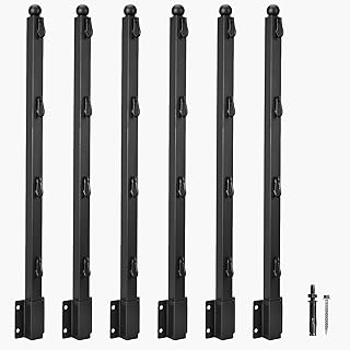 Fence Post Extender, 31'' Barbed Wire Extension Arms for Wooden Fence Posts, Flat or Surface Mounted Barbed Wire Arm Extensions, Cornered Barbed Wire Arms for Garden and Home (Black - Set 6)