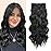 Fliace Synthetic Clip in Hair Extensions, 6 PCS 1 6 Inch Hair Extensions Clip Ins, Black Long Wavy Hairpieces(16inch, 6pcs, Black)