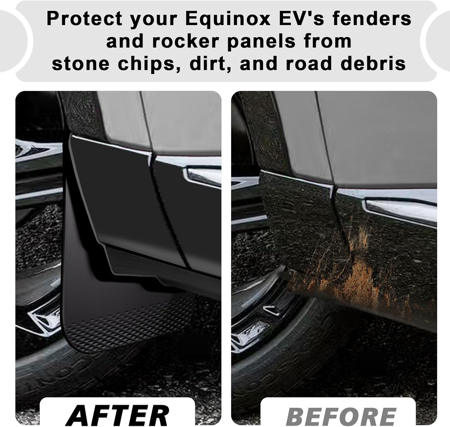 BestEvMod Mud Flaps Splash Guards Compatible with Chevrolet Equinox EV 2026 2025 2024 Accessories Splash Fender Winter Vehicle Sediment Dirt Protection Set of 4 No Need to Drill Holes (EV Only)