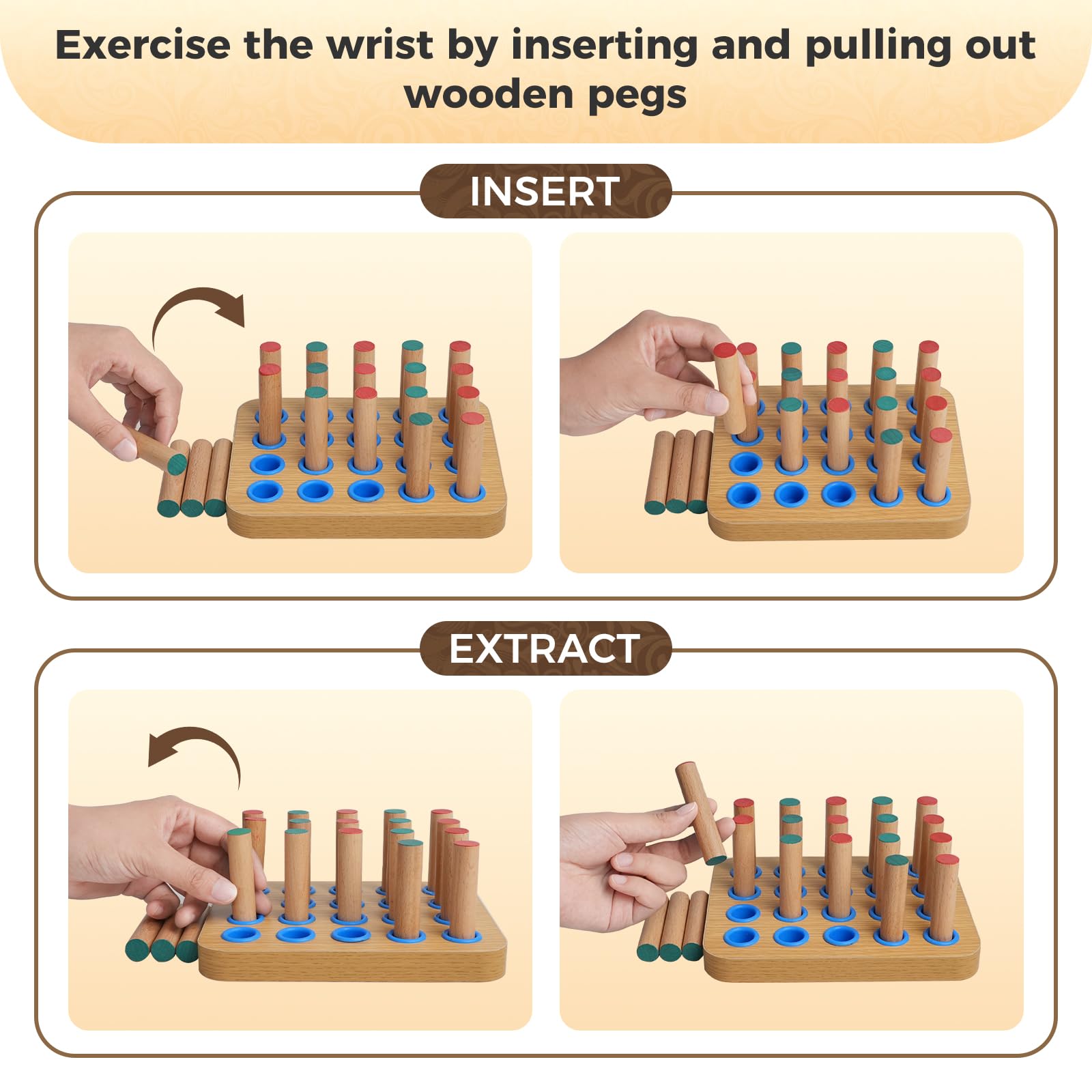 Stroke Training Equipment/Solid Wood Peg Board/Hand-Eye Coordination Trainer Designed for Elderly and Hemiplegia Patients to Improve Finger Flexibility Through Exercise — Amazon image 4