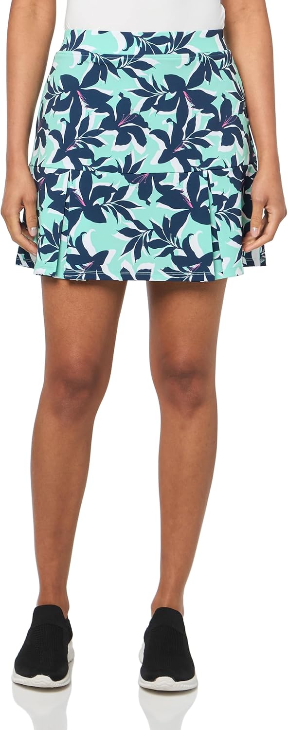 Stella Parker Women's Pleated Hem Pull-on Skort – UPF 50+, Built-in Shorts, On-Seam Pockets, 17” Length