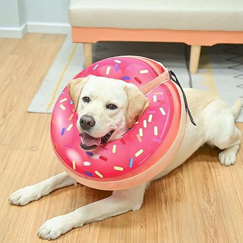 Miniatura 8 de BEAUTYZOO - Collar inflable suave para perros y gatos, alternativa a conos postoperatorios, con forma de donut, para evitar lamidos, color rosa