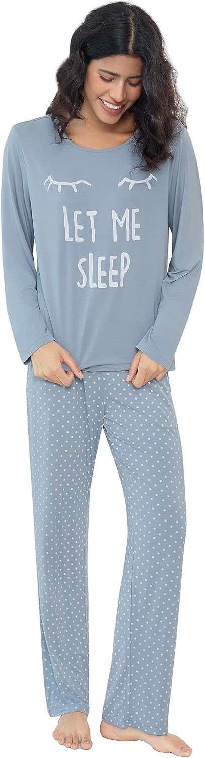 Joyaria Lightweight Bamboo Viscose Pajamas Women Cooling Sweat Wicking Long Sleeve PJs Set Sleepwear S-XXL - Image 5