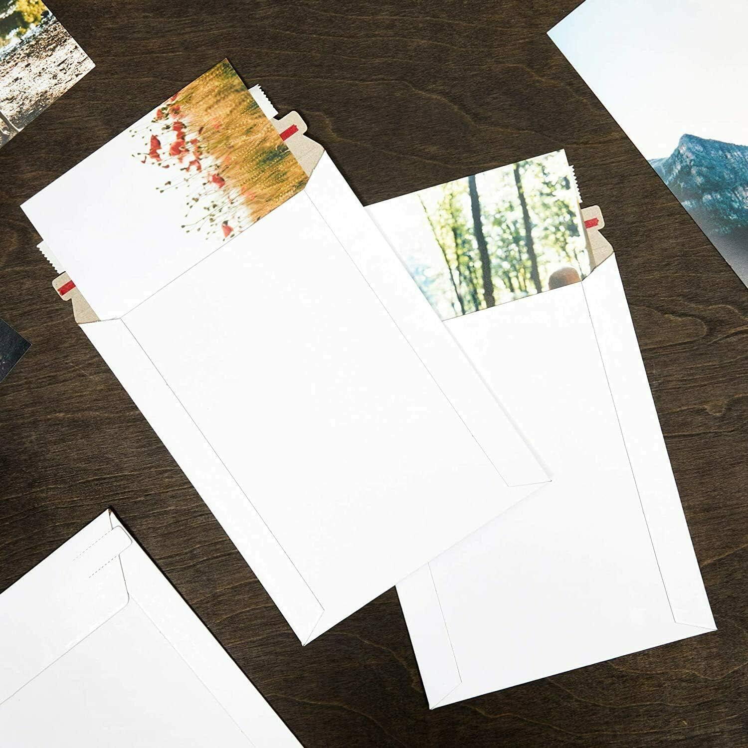 6x8 in (100 Pack) Ultra-Thick 450GSM Stay Flat Bulk Cardboard White Shipping Envelopes for Photos Documents DVD - Image 4