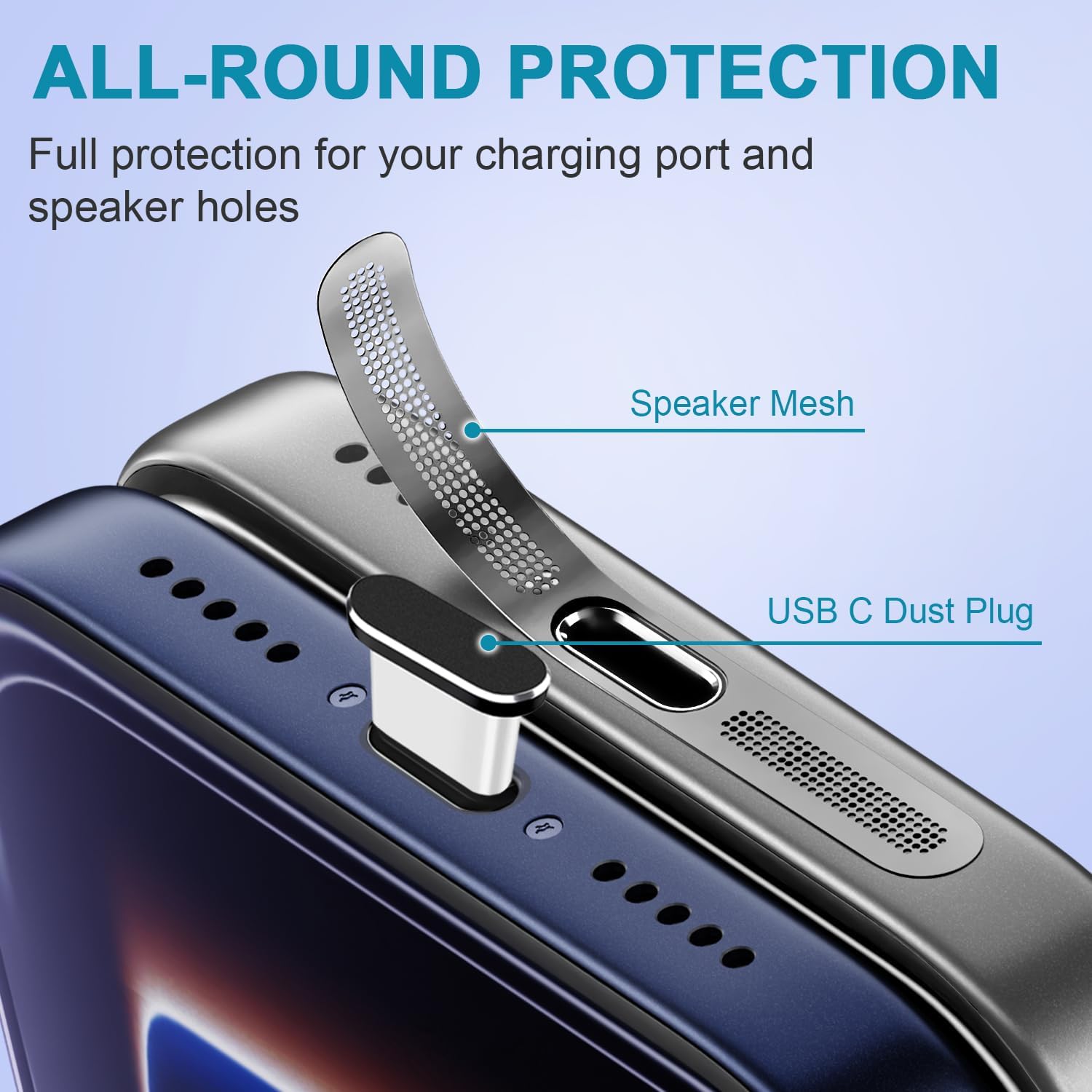 USB C Dust Plug,USB C Port Cover Type C Charging Port Plug Cover Speaker Dust Cover, Accessories for iPhone 17, 17 Pro (Silver, for iPhone 17 Pro) thumbnail