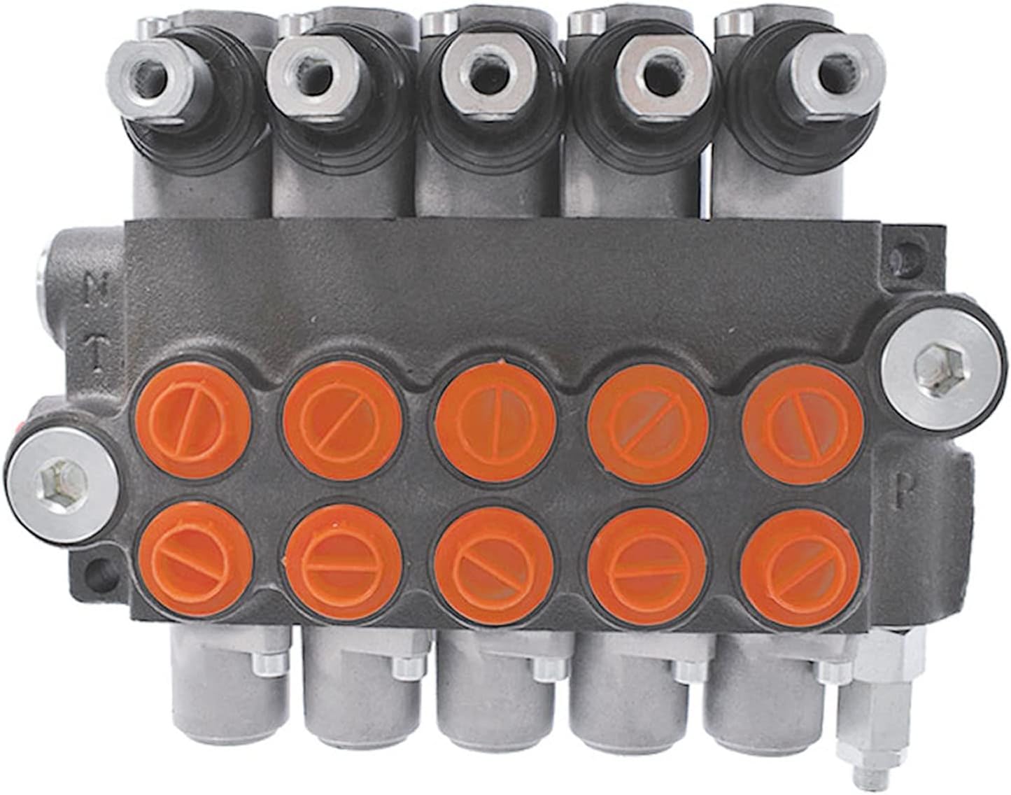 kimllier Hydraulic Valve 5 Spool 11GPM 3625PSI SAE Ports Double Acting Control Valve Adjustable Relief Lever Handle Fit for Small Tractors Tractors Loaders