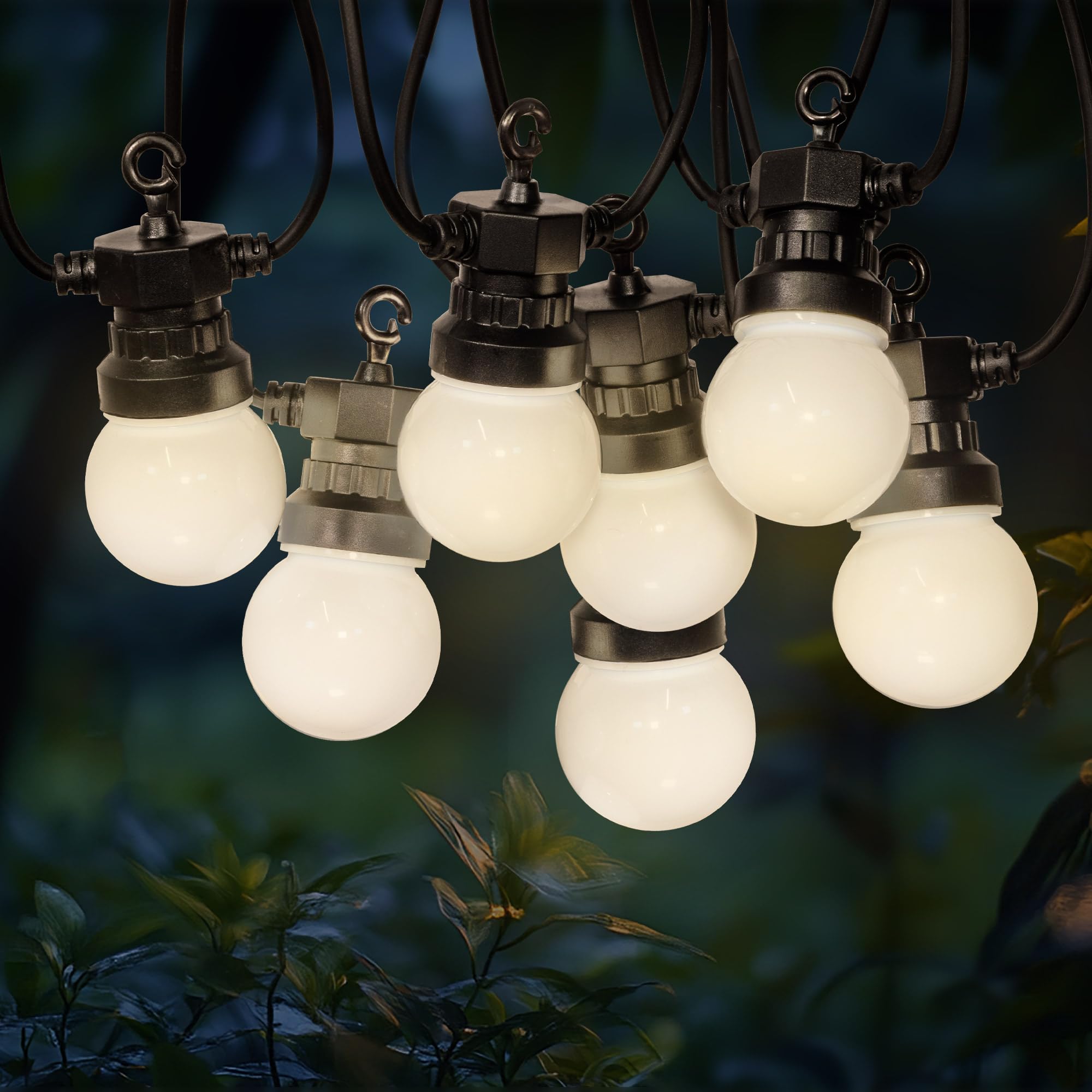 SKYLANTERN® Partylichterkette 10m Außen weiß – 20 E27 Glühbirnen – wetterfest – Romantische LED Lichterkette für Garten & Terrasse