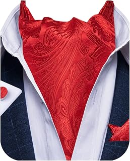 100% Silk Ascot Ties for Men Paisley Cravat for Men Wedding Jacquard Woven Mens Cravat Tie and Pocket Square Set